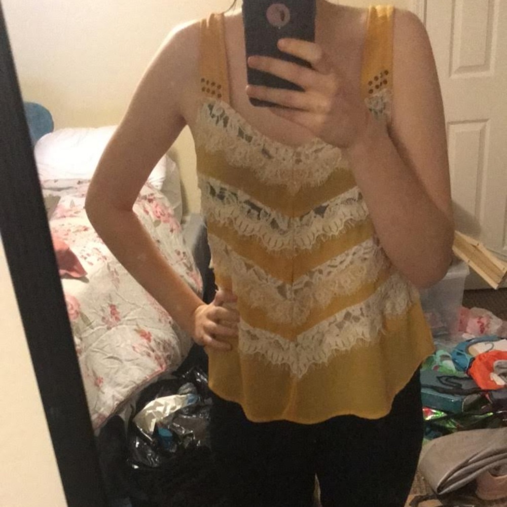 Yellow Lace Tank Top